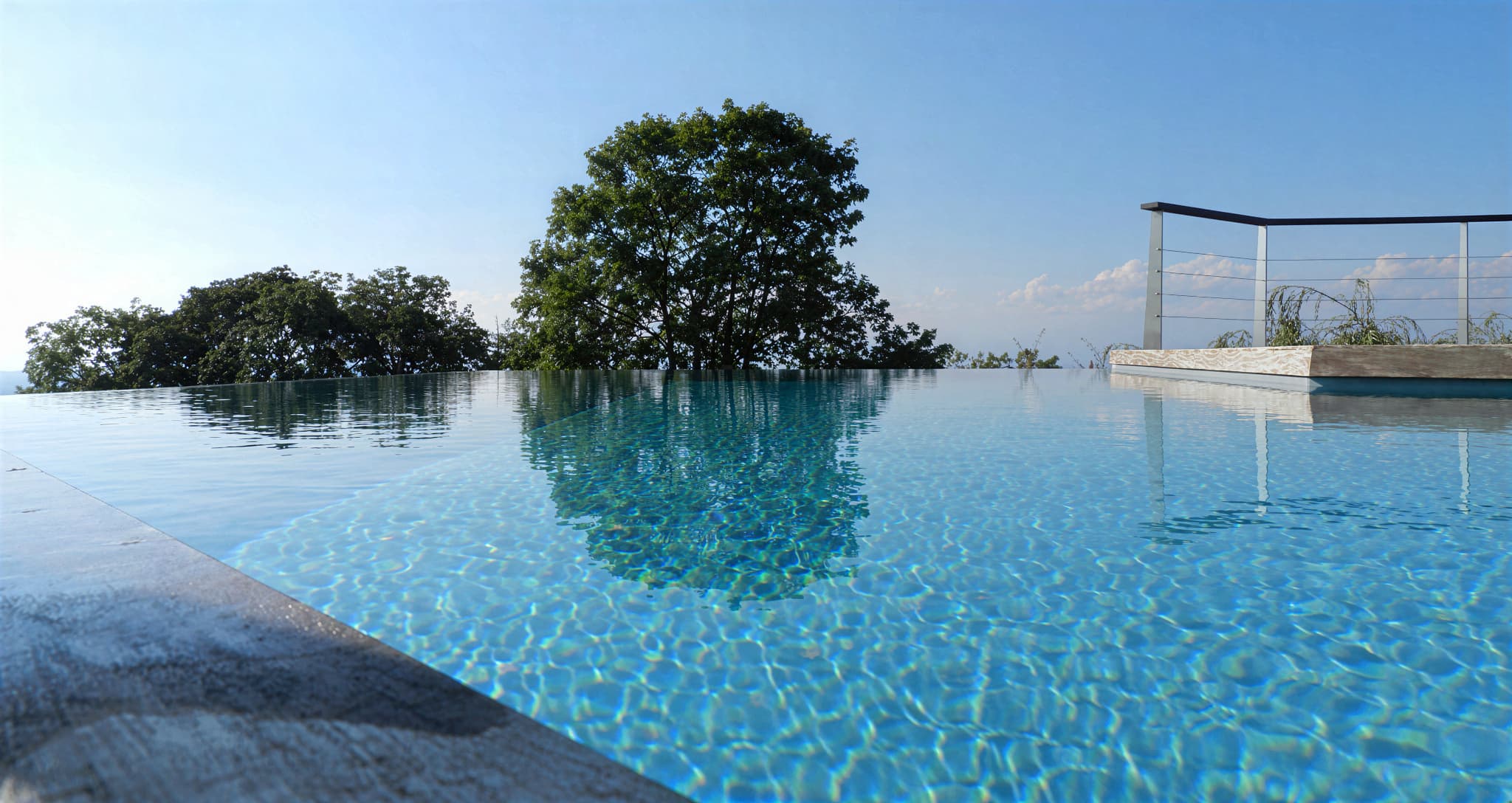 Piscine à débordement face au lac Léman